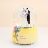 Yellow Love Romantic Couple Musical Snow Globe