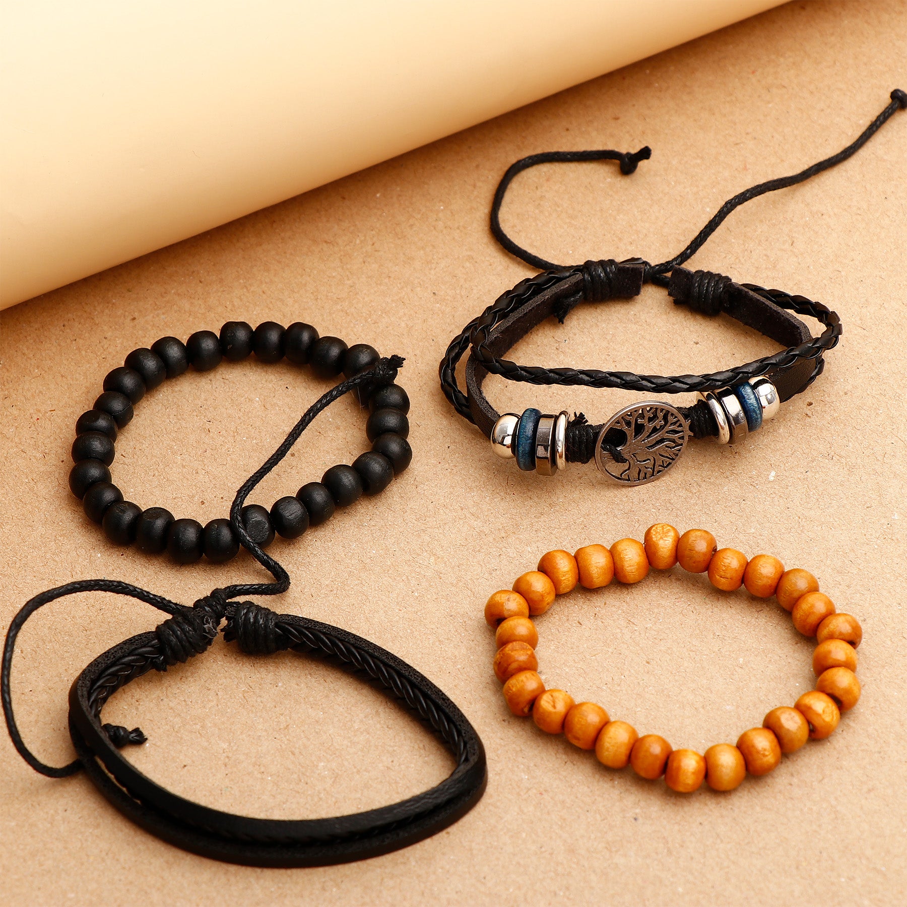 Old Tree Beaded Multilayer Leather Bracelet