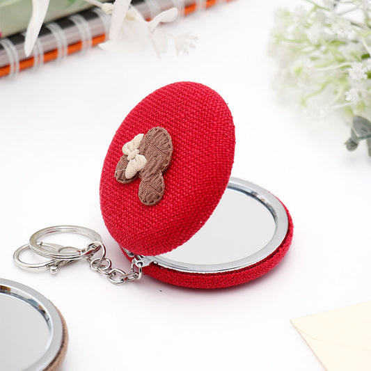 Red Knitted Compact Mirror