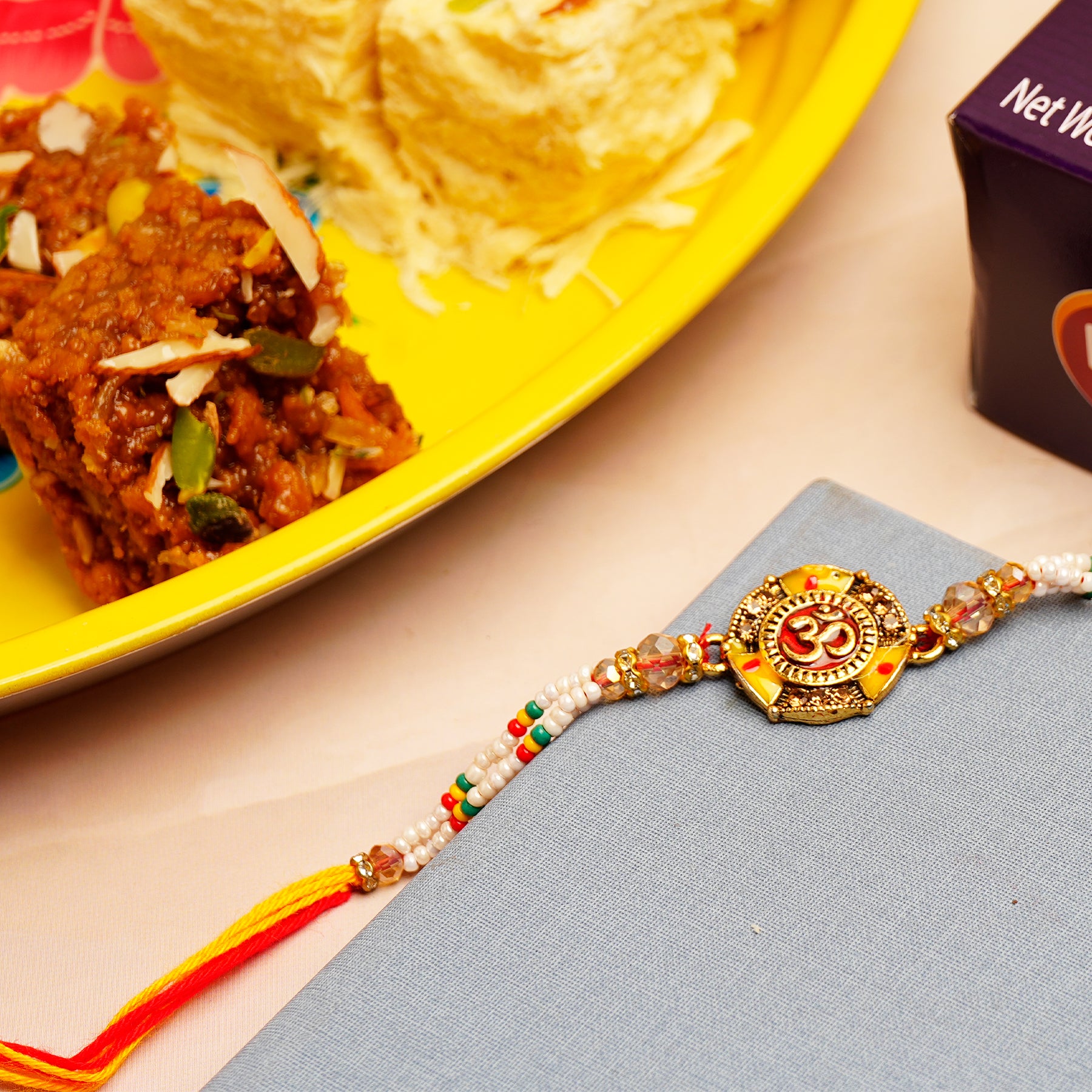Floral Rakhi with Dhoda Barfi