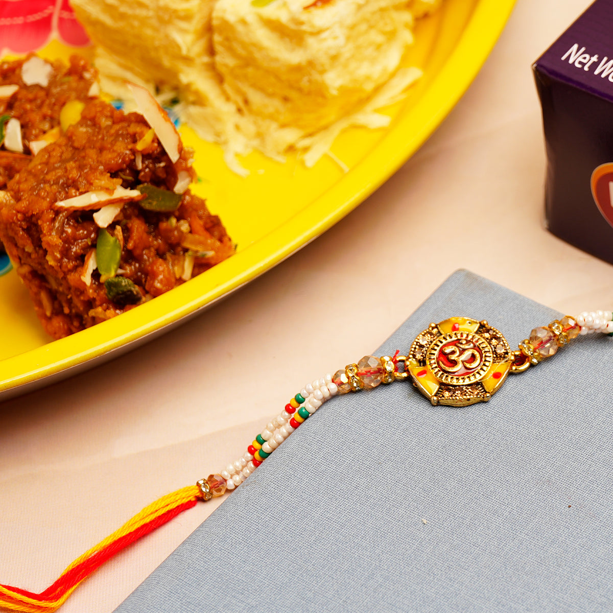 Floral Rakhi with Dhoda Barfi