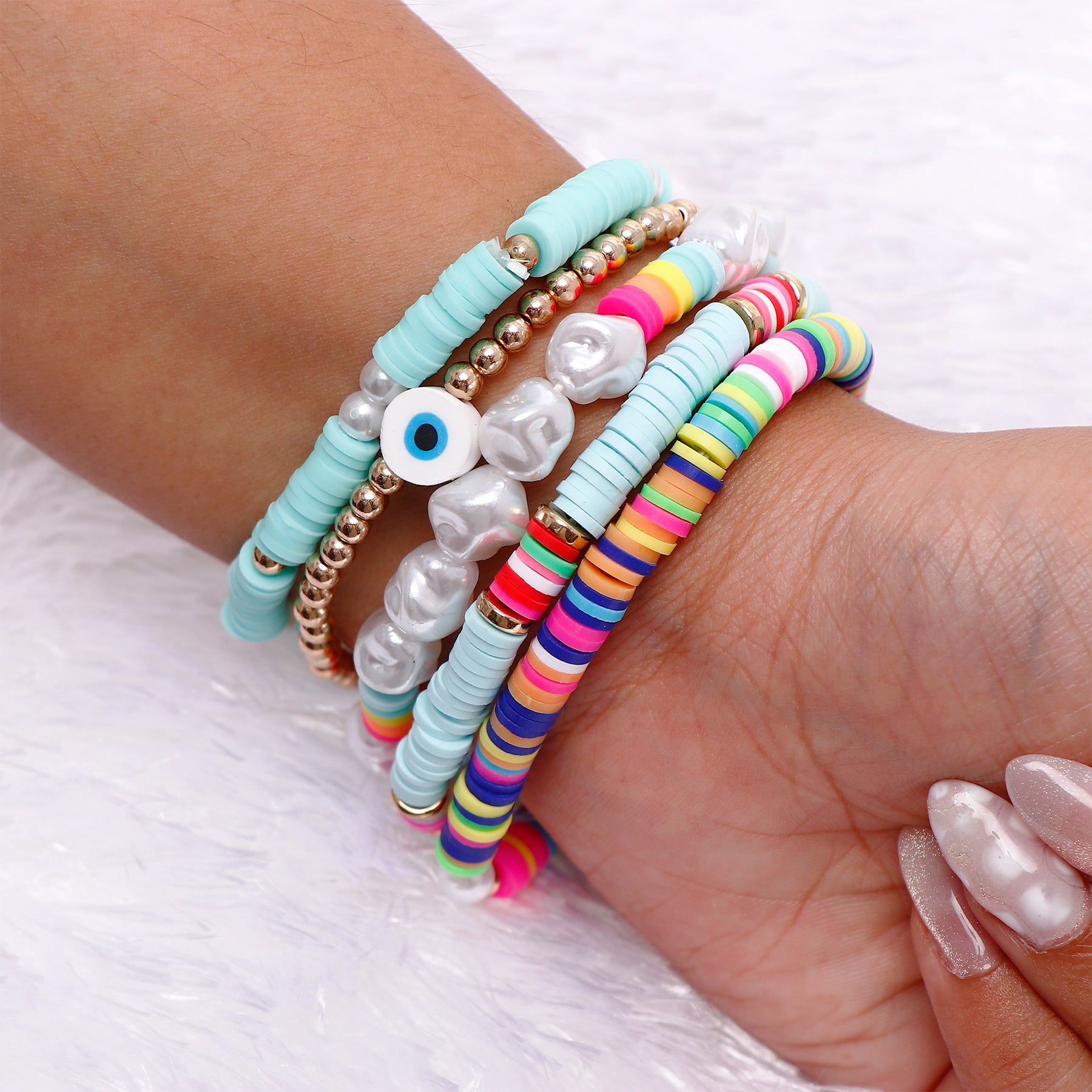 Evil Eye Multi Layer Bracelet Set