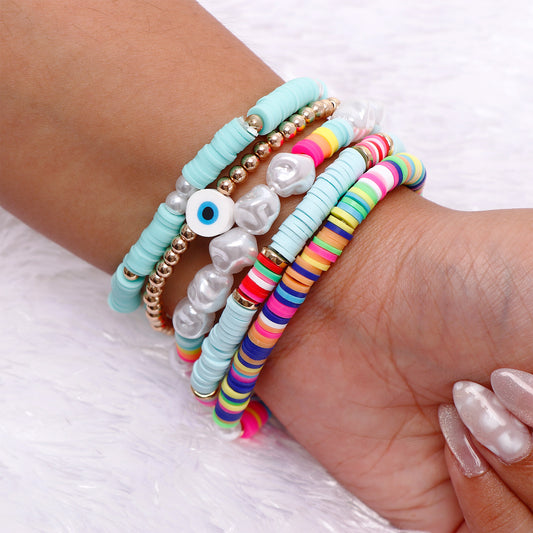 Evil Eye Multi Layer Bracelet Set