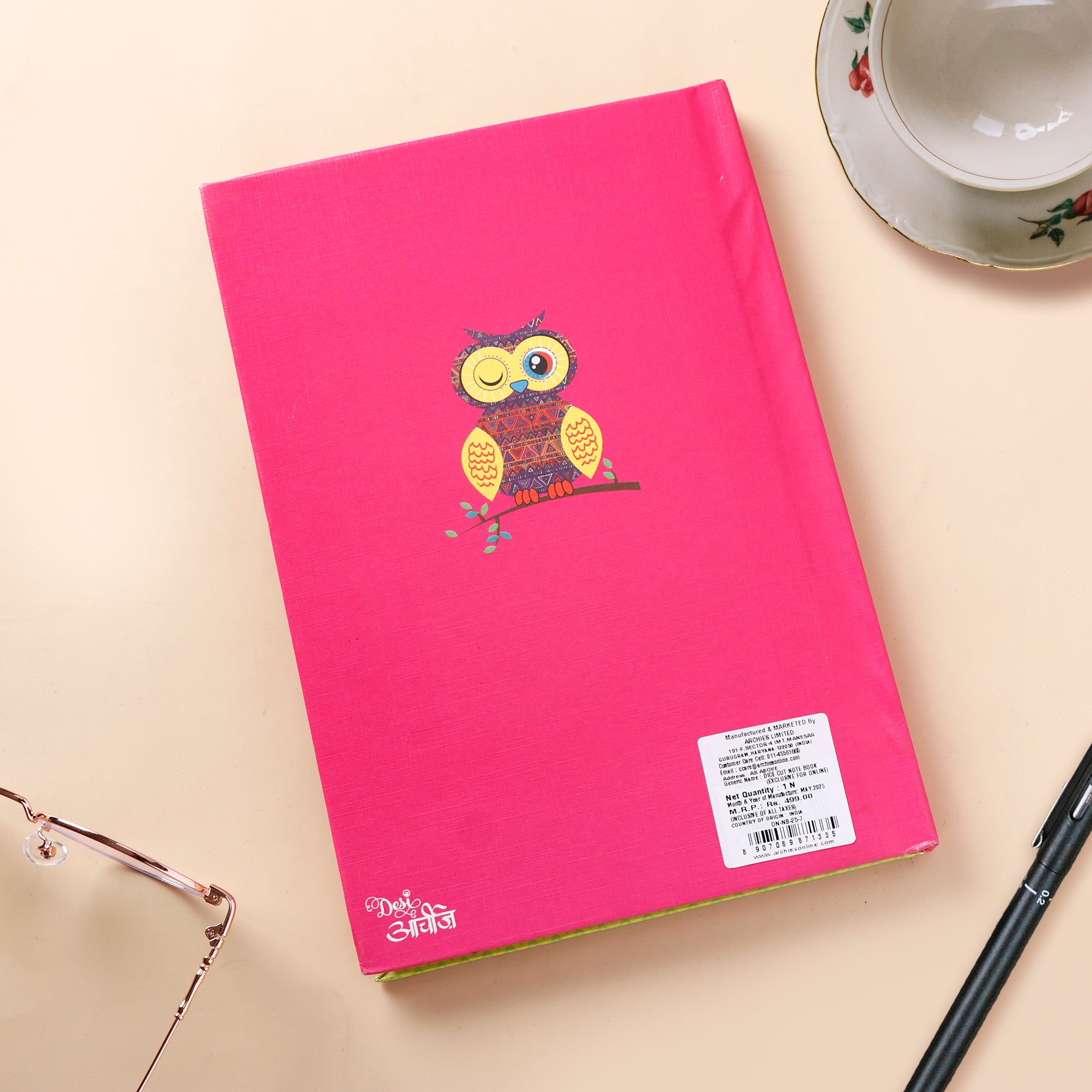 Desi Archies Owl on Branch Notebook