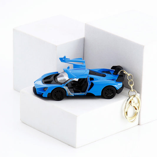 Blue Sports Car Keychain