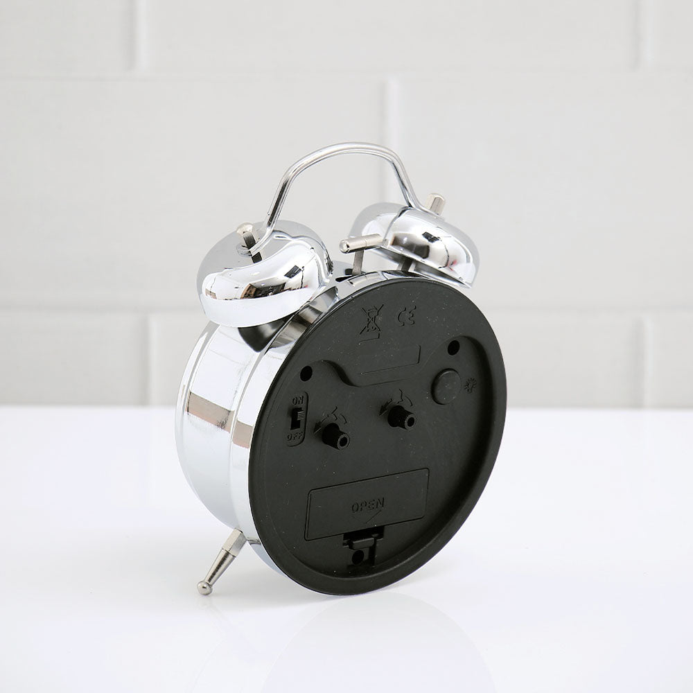 Orange and Silver Twin Bell Alarm Clock