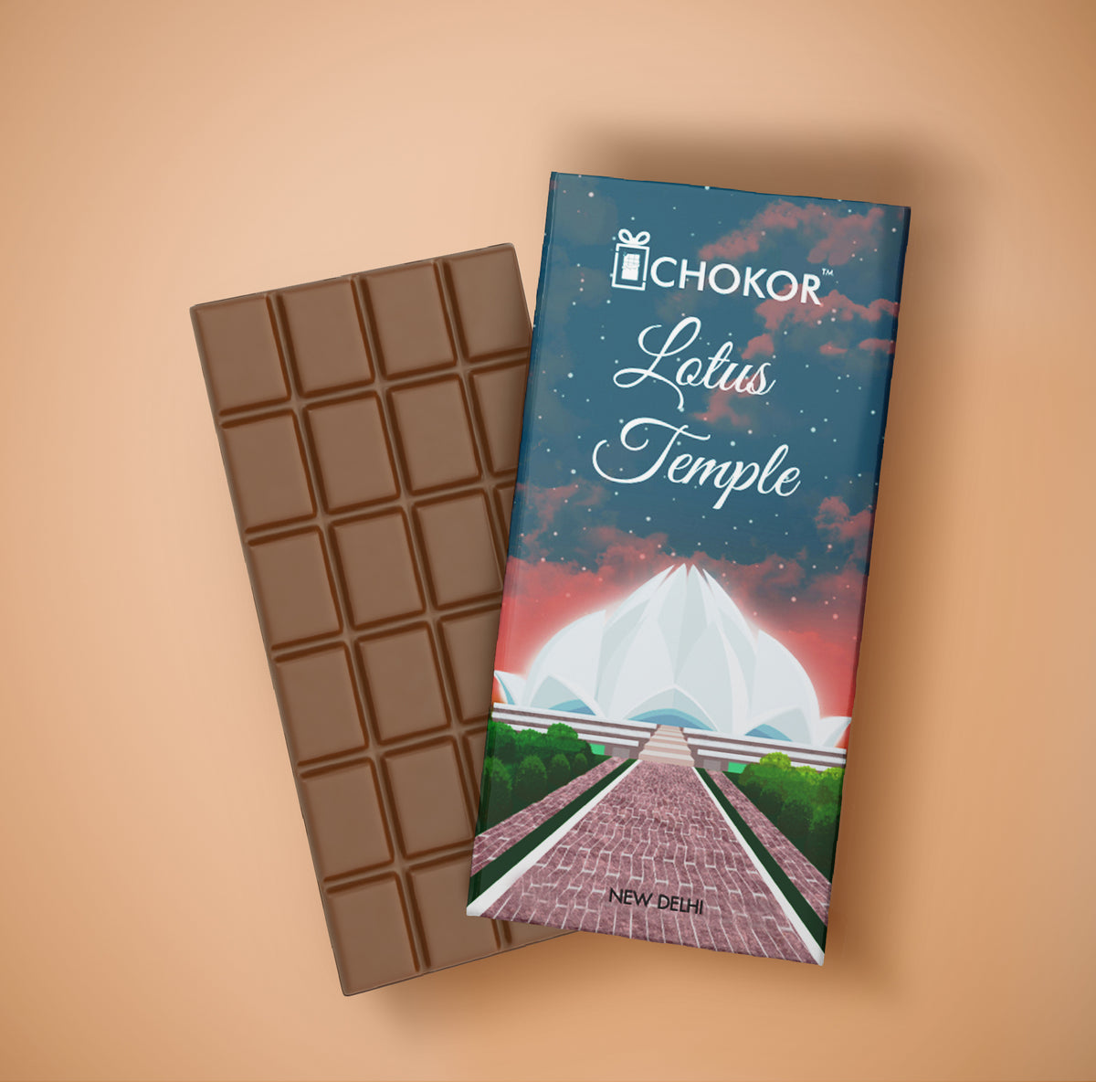 CHOKOR Lotus Temple  - Blueberry Flavoured Chocolate Bar