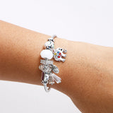White Elephant Charms Silver Bracelet
