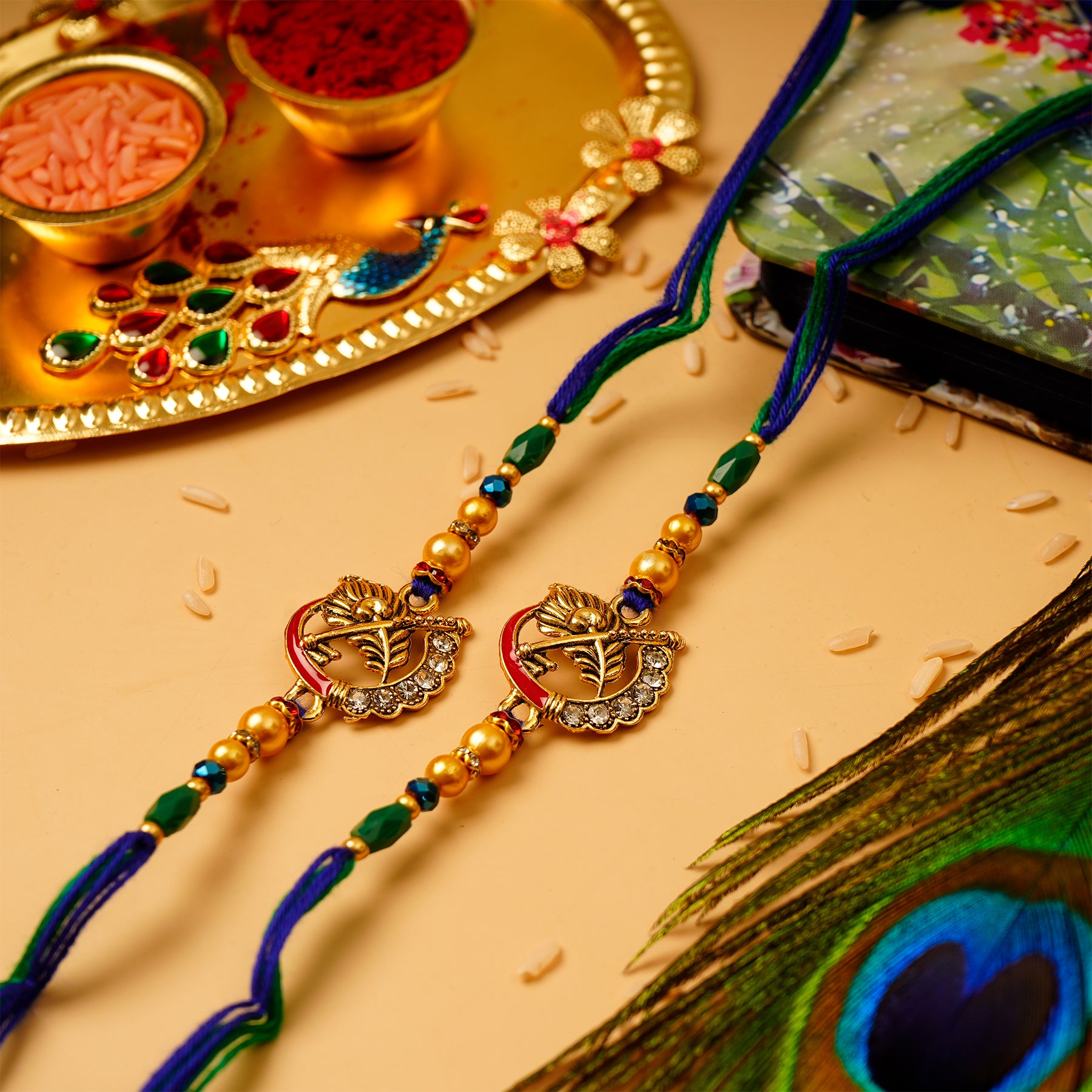 Traditional Krishna Premium Rakhi Pack of 2