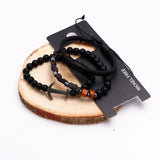Viking Anchor Black Beaded Multilayer Bracelet