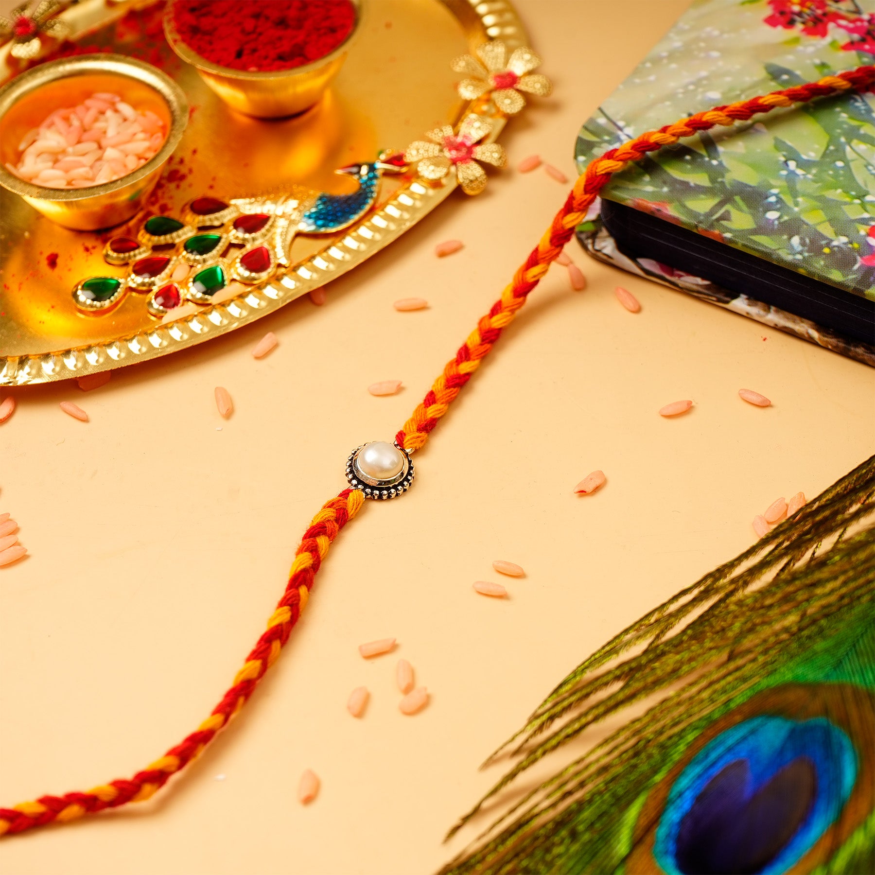 Pearl Premium Silver Rakhi