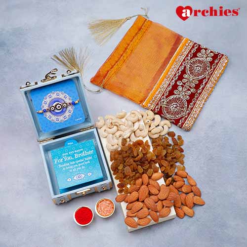 Evil Eye Rakhi Trunk Box with Dry Fruits Gift Set 