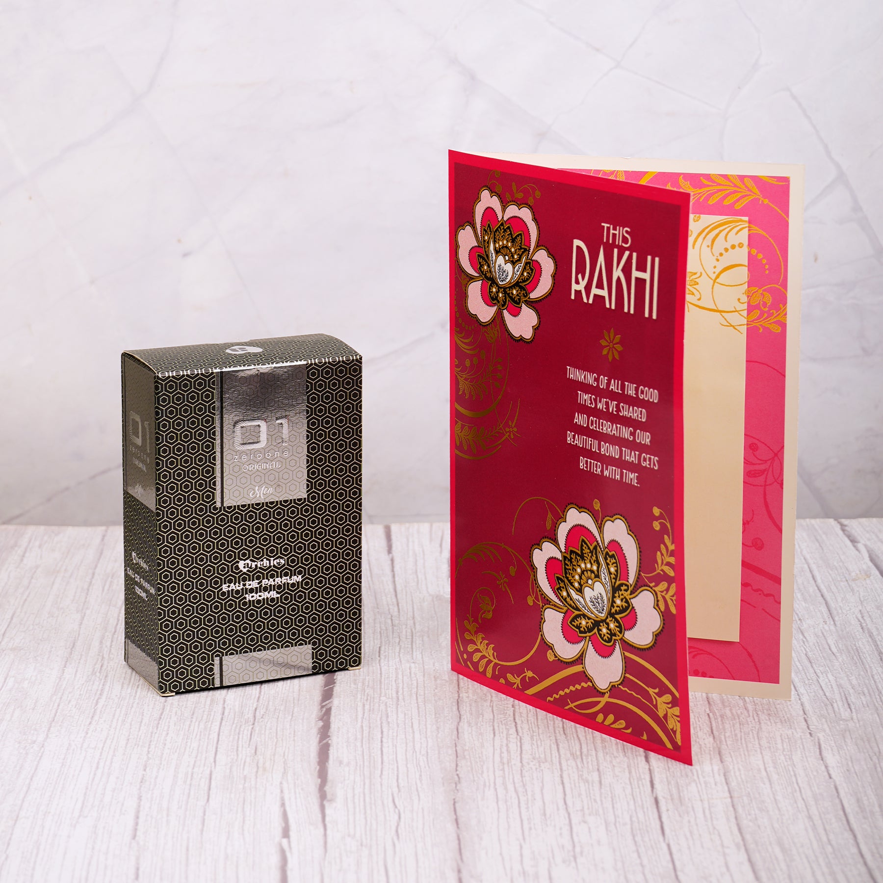 01 Men Perfume with Beautiful Raksha Bandhan Card Greeting Card