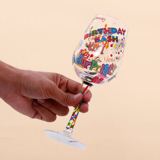 Bithday Bash Quoted Birthday Wine Glass