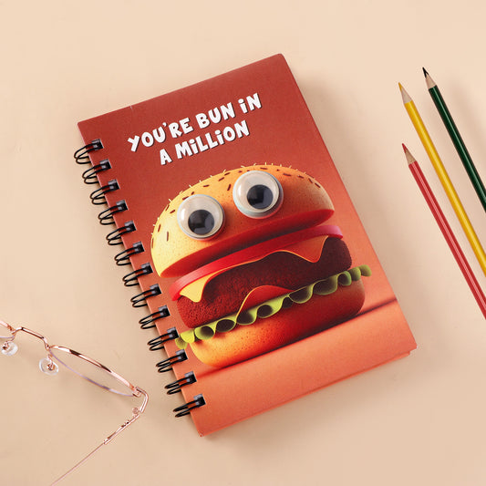 Burger Theme Googli Eyes Spiral Notebook