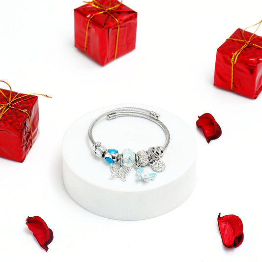 Aqua Magic Charms Silver Bracelet