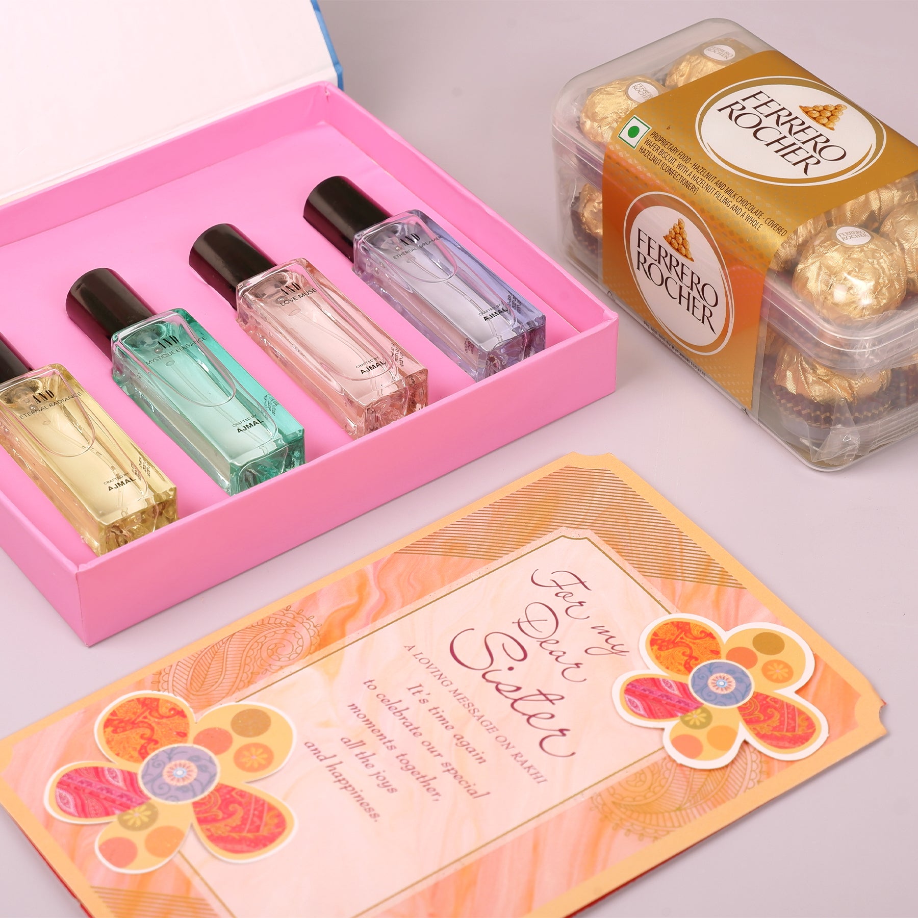 AND Perfume Collection with Sister Greeting Card and Ferrero Rocher