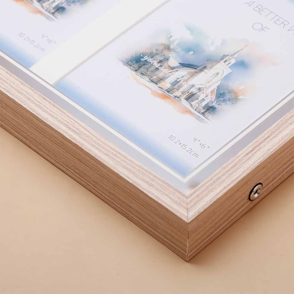 Elegant Dual Space Wooden LED Photo Frame