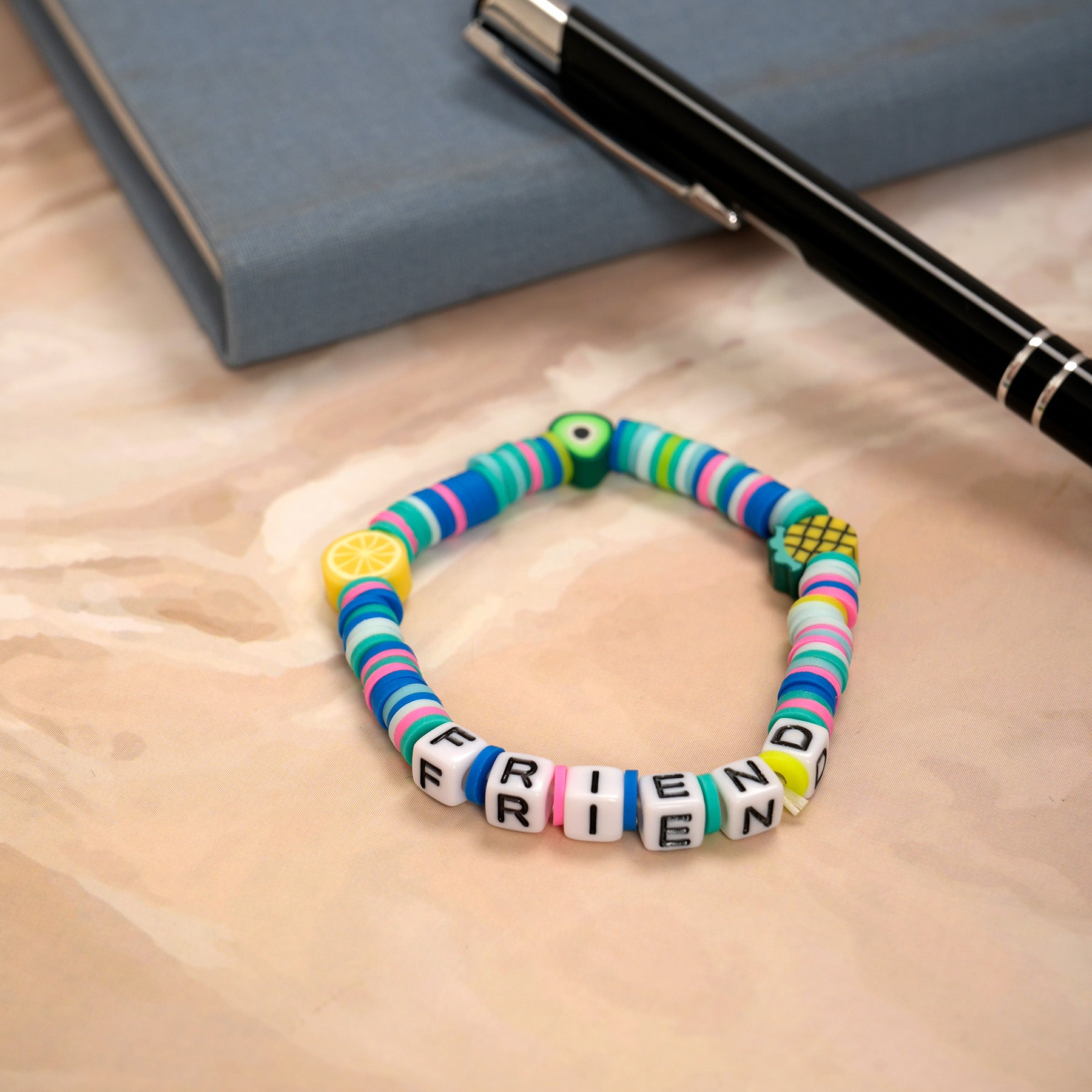 Blue Loop Fruit Bead Friendship Bracelet