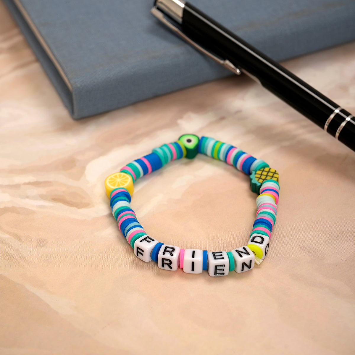 Blue Loop Fruit Bead Friendship Bracelet