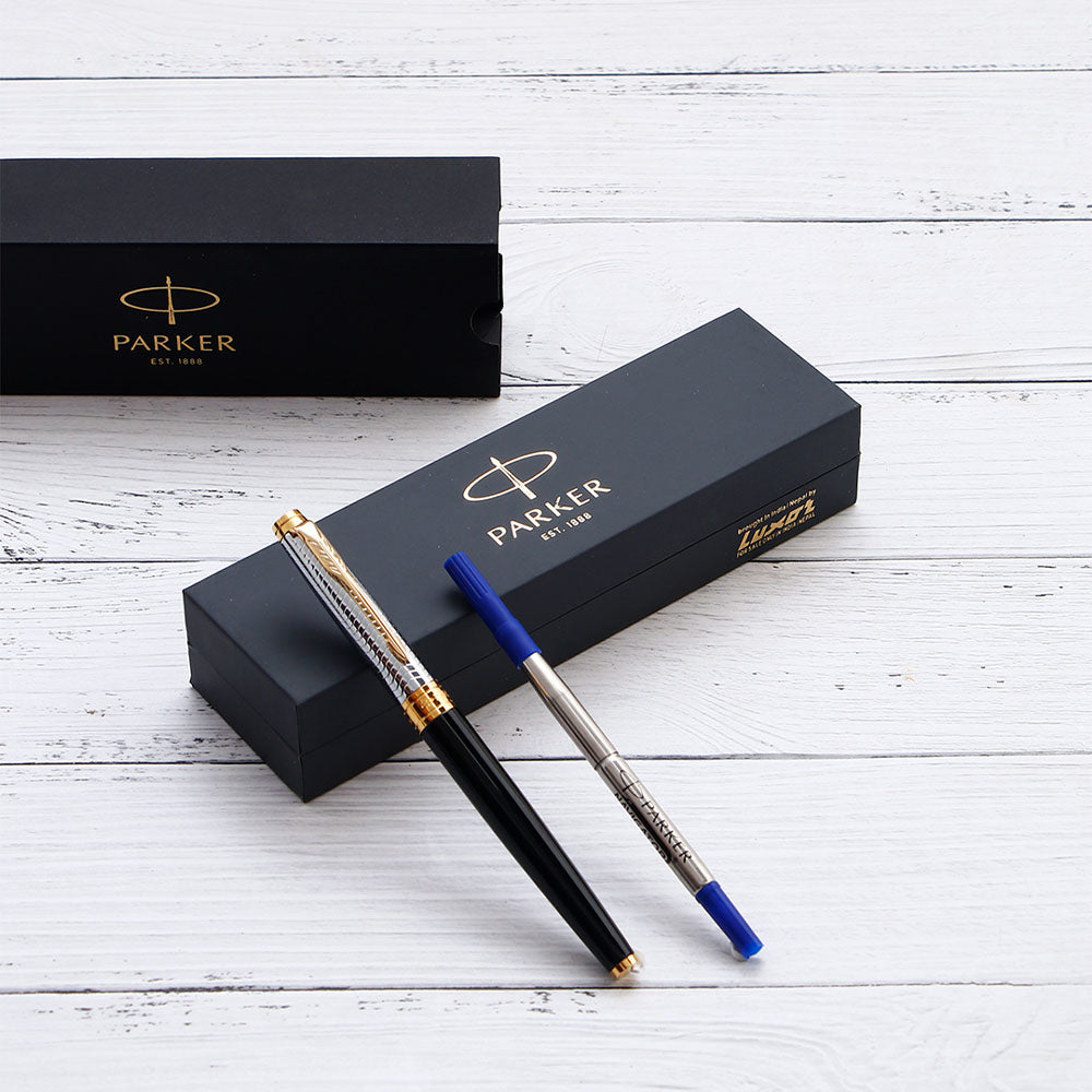 Aster Contemporary Black and Chrome Roller Ball Pen