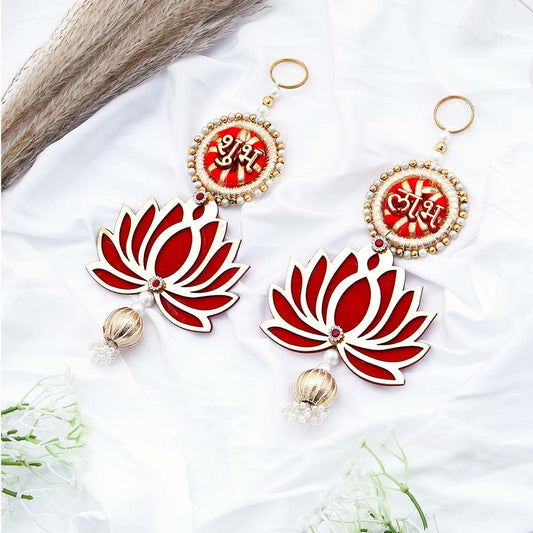 Traditional Red Shubh Labh Lotus Hanging
