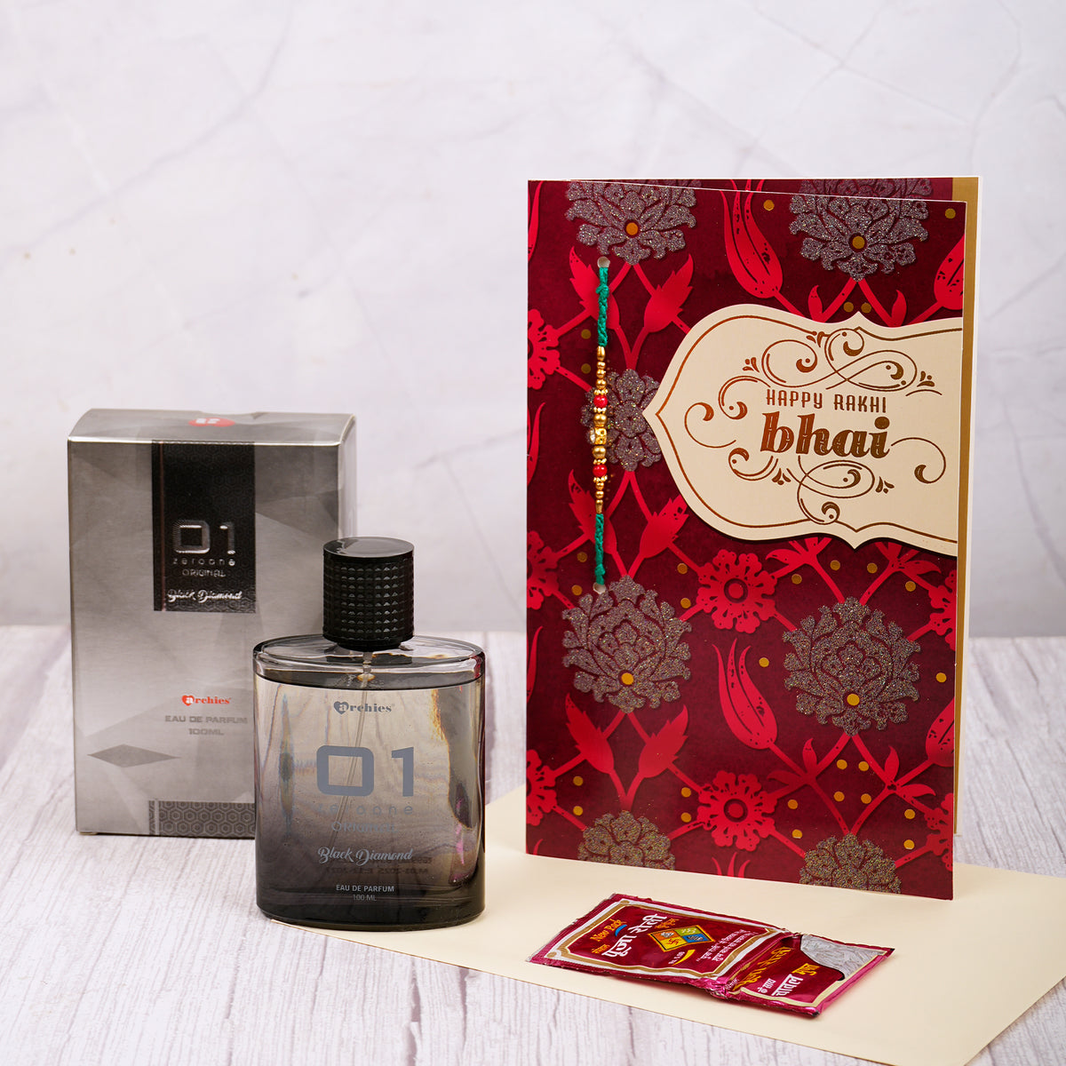 Black Diamond Perfume with Happy Rakhi Greeting Card