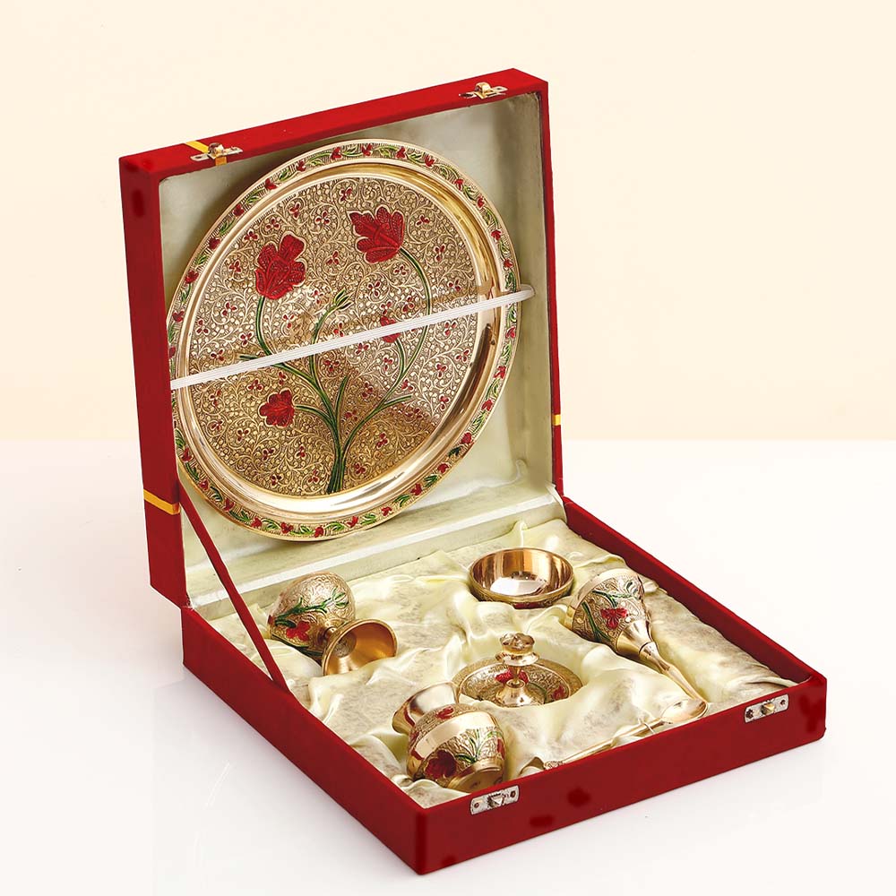 Golden Pooja Thali Set