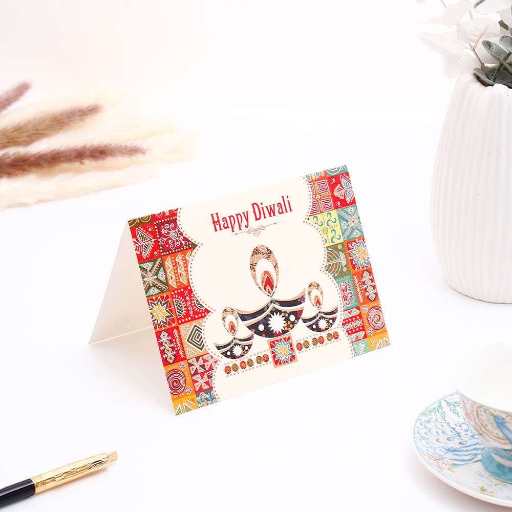 Happy Diwali Seasons Greeting Card Pack Of 10