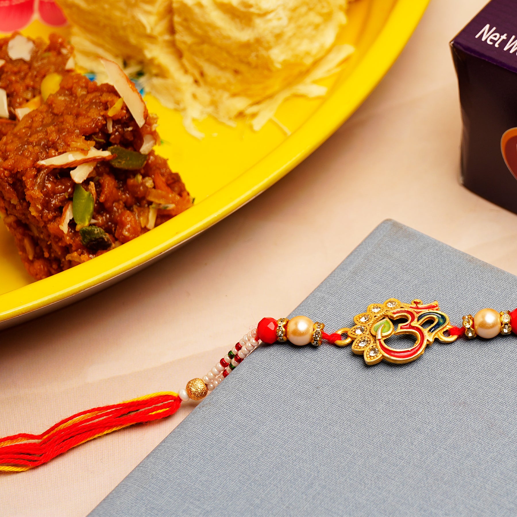 Traditional Rakhi with Soan Papdi 