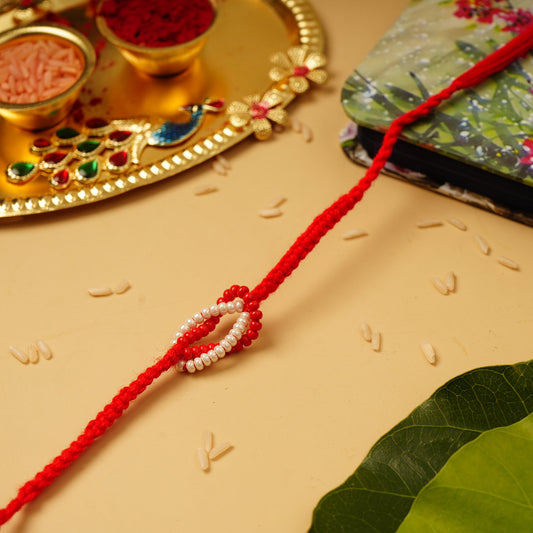 Knotted Beads White Rakhi