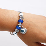 Protective Evil Eye Charms Silver Bracelet