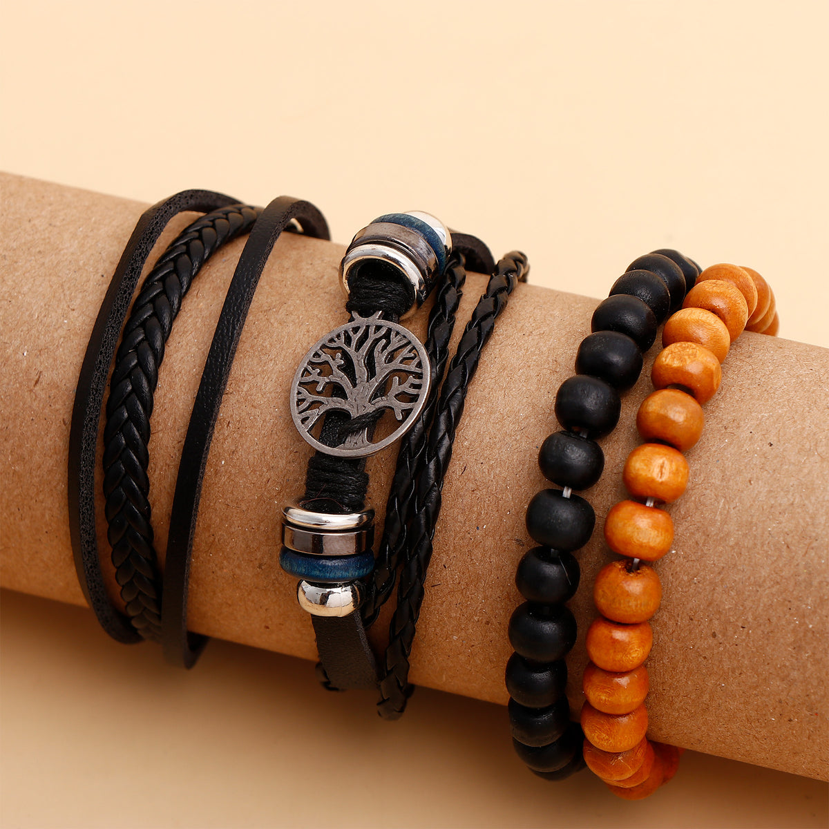 Old Tree Beaded Multilayer Leather Bracelet
