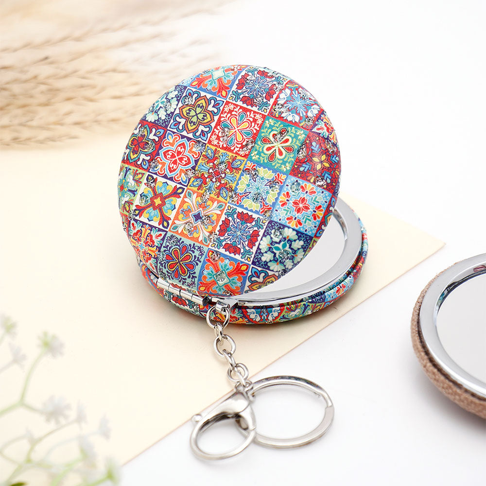 Textile Printed Compact Mirror