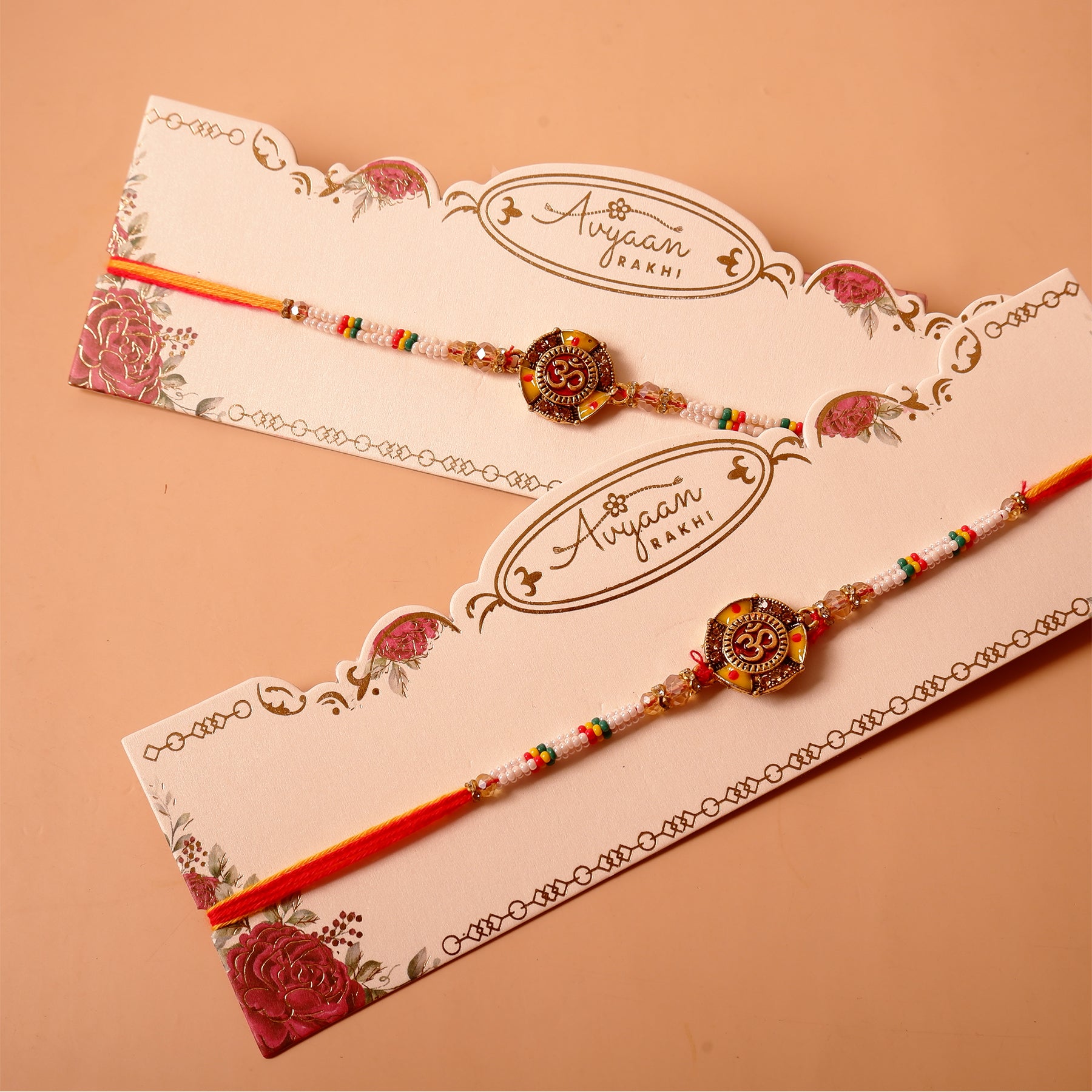 Traditional OM Rakhi  with Hersheys Kisses Dark n Almonds Chocolate 100 GM