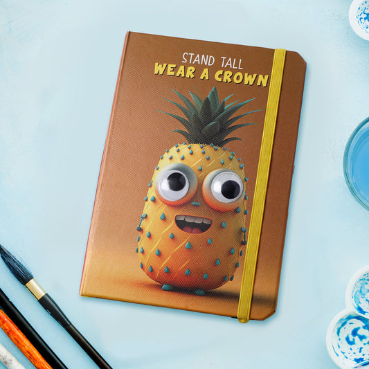 Green Apple Theme Googli Eyes Elastic Closure Notebook