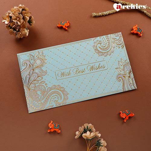 Archies Aesthetic Teal Shagun Envelopes for Occasions Pack of 10