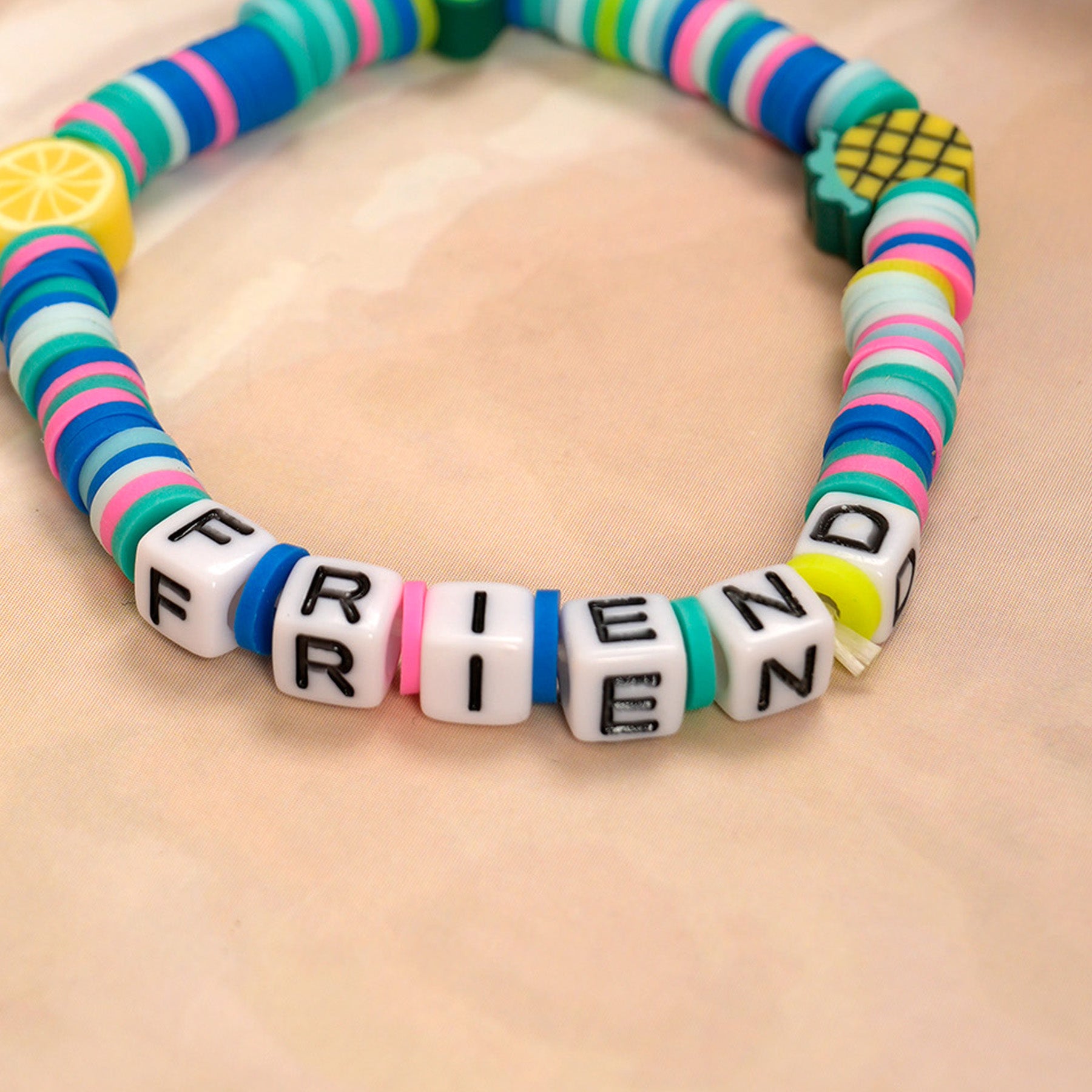Blue Loop Fruit Bead Friendship Bracelet
