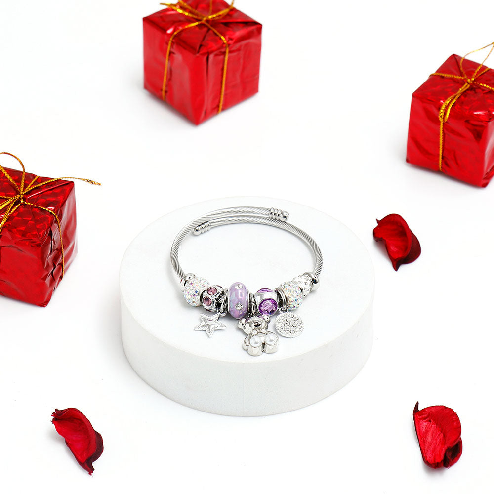 Teddy Charms Silver Bracelet