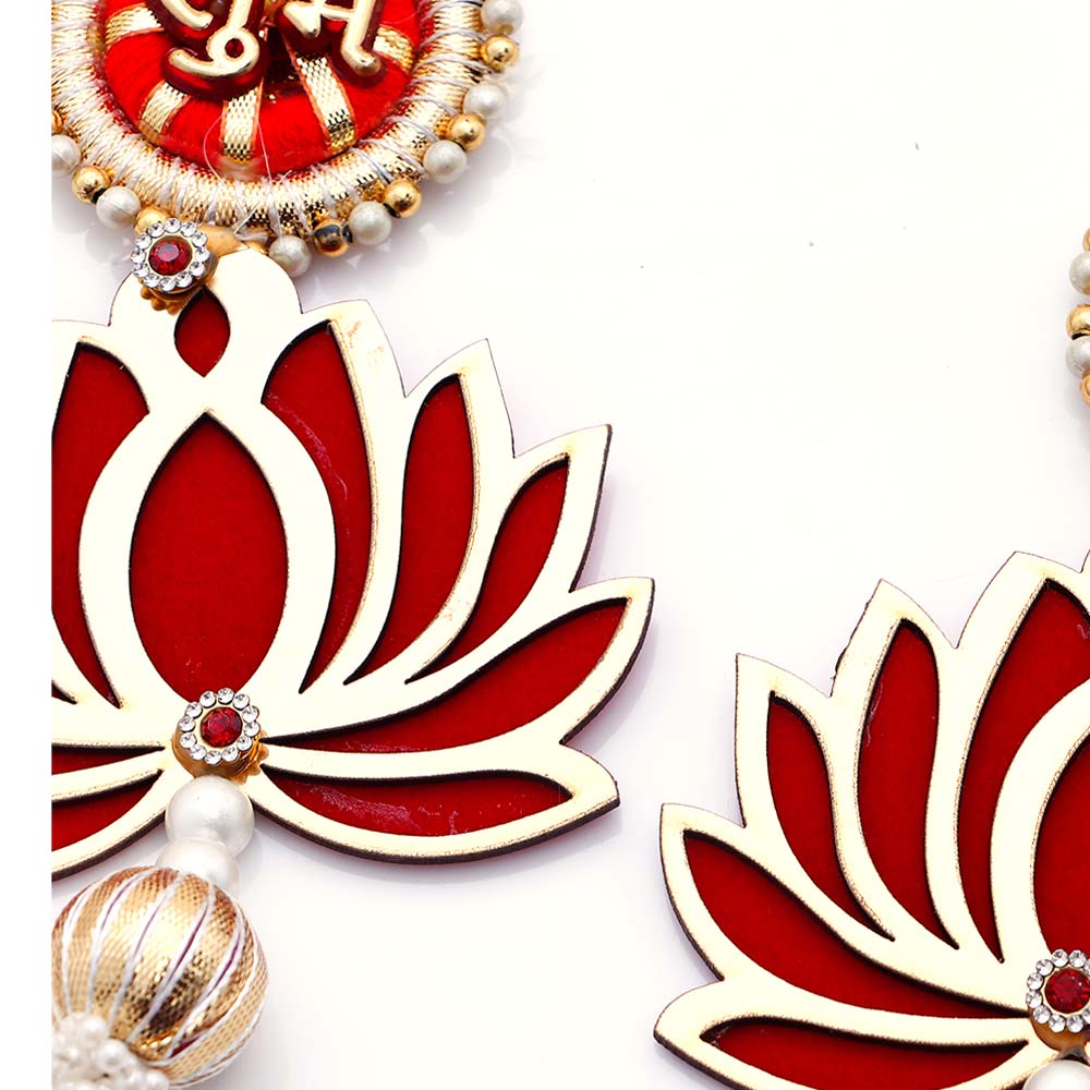 Traditional Red Shubh Labh Lotus Hanging