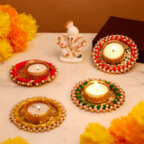 Shree Ganesha Idol with Pearl Diya Pack of 4