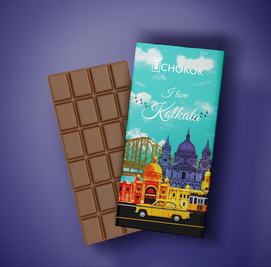 CHOKOR I Love Kolkata -  Coffee Flavoured Almond Chocolate Bar