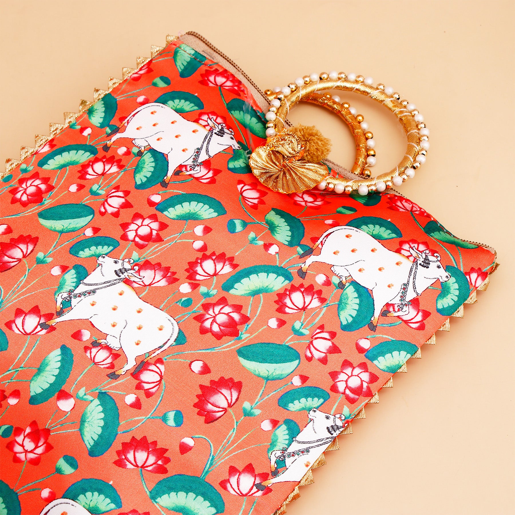 Kam Denu Ethnic Handcrafted Zip Up Fabric Bag With Lal Peda - 250 GM