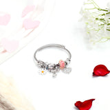 Daisies and Bows Charms Silver Bracelet