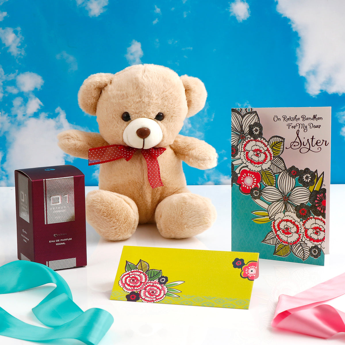 Brown Teddy Gift Set with 01 Women Perfume and Greeting Card