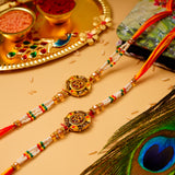 Traditional OM Rakhi  with Hersheys Kisses Dark n Almonds Chocolate 100 GM