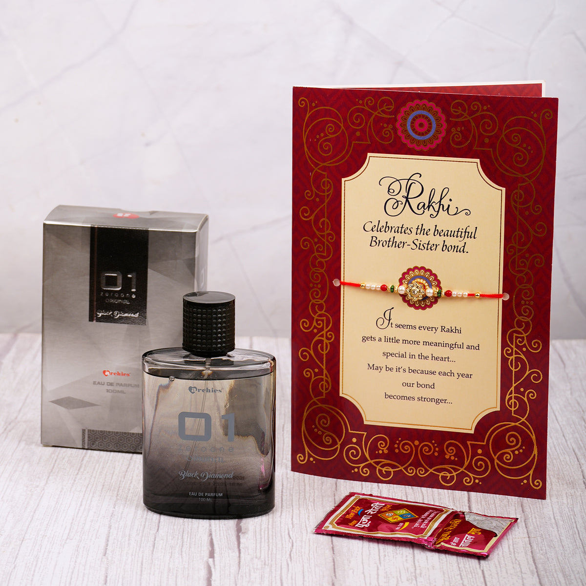 Black Diamond Perfume with Rakhi Greeting Card