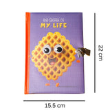 Waffle Theme Googli Eyes Lock Notebook