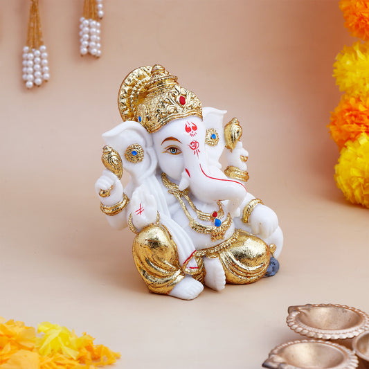 Lord Ganesha Idol with Golden Emblishment