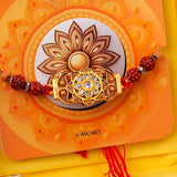 Beautiful Golden Rakhi in Trunk Box